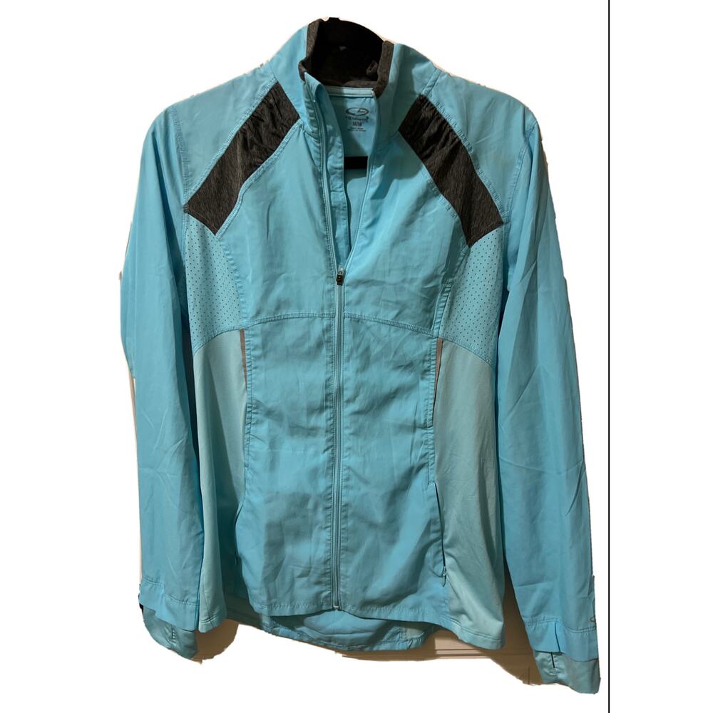 Champion Women’s Long Sleeve Full Zip Pullover Medium Light Blue Jacket Pockets
